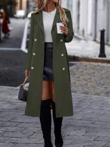 SHEIN Frenchy 休閒腰收風衣外套 - 軍綠色 - 查看 6