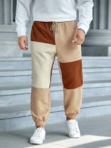 GENTILAND Men Plus Color Block Slant Pocket Pants - Multicolor - View 6