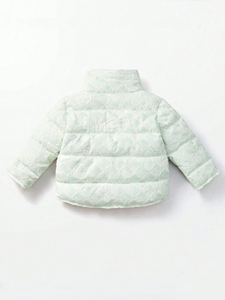Young Boy 1pc Snap Button Up Jacquard Padded Coat