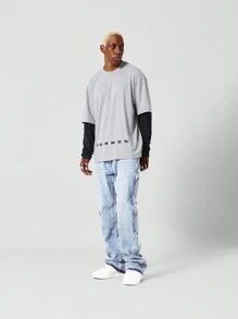 SUMWON Áo thun tay dài hai lớp - Xám - Xem 4