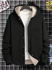 Manfinity Homme Veste À Capuche Doublée De Teddy De Grande Taille Pour Homme À Coupe Ample - Noir - Voir 1
