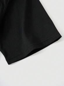 ROMWE MEN Street Life Nam Slogan Và Ngọn lửa In Áo thun - màu đen - Xem 3