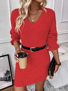 SHEIN LUNE Vestido Suéter De Manga Larga