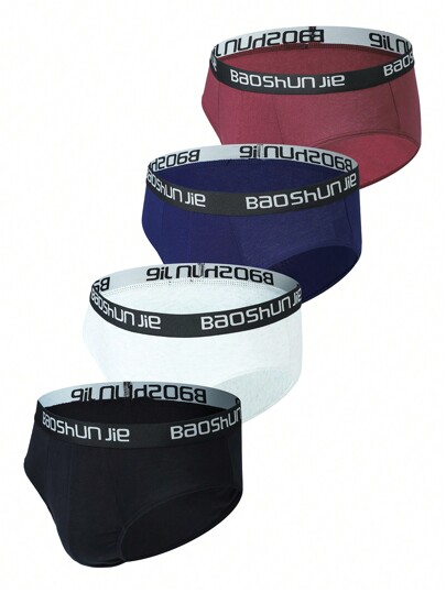 Slips Pour Hommes Avec Bande Élastique Et Logo De Lettre (ensemble De 4)