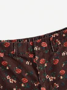 Soleia Ditsy Floral Print Straight Leg Pants - Coffee Brown - View 5