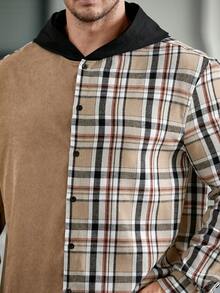 GENTILAND Nam Plus In kẻ sọc áo có mũ Áo sơ mi - Nhiều màu - Xem 4