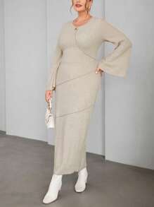SHEIN Privé Plus Size Elegant Flared Sleeve Dress