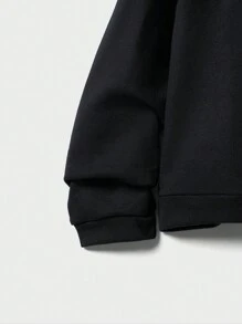 RueChic Men Wolf Print Hoodie & Sweatpants - Black - View 4