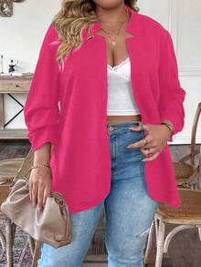 SHEIN LUNE 大碼西裝 - 玫紅色 - 查看 3