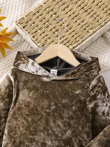 SHEIN Bé gái Phong cách công chúa Giải trí Đúng mốt vui tươi Thanh lịch Dễ thương Mát mẻ Đầm - màu nâu - Xem 4