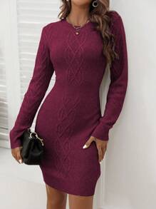 SHEIN Clasi 純色針織毛衣連身裙