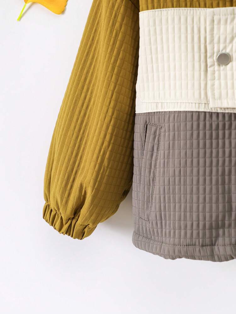 Toddler Boys' Color Block Zipper Hooded Jacket Coat