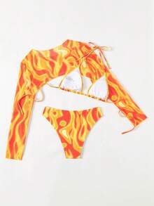 3入組女士渲染色系繩頸泳衣套裝 - 彩色 - 查看 2