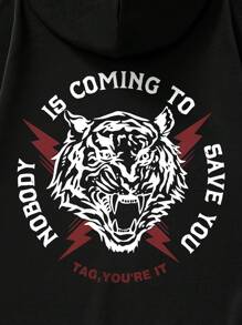 Nam Hoodie Với Hình con hổ - màu đen - Xem 3