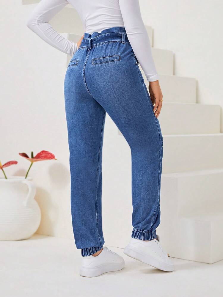Paperbag Waist Belted Jogger Jeans