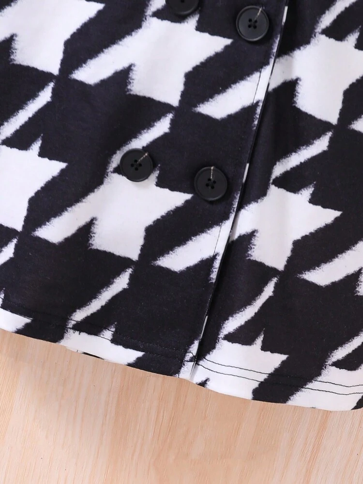 Toddler Girls' Casual Minimalist Style Houndstooth Pattern Jacket