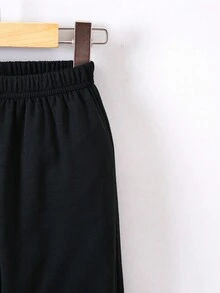 SHEIN Bé trai Giải trí Sọc Thể thao Quần thể thao - màu đen - Xem 3