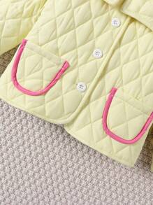 Baby Girl Contrast Binding Quilted Jacket & Skirt