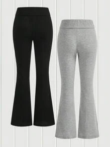 SHEIN EZwear 2入組素色喇叭褲 - 彩色 - 查看 3