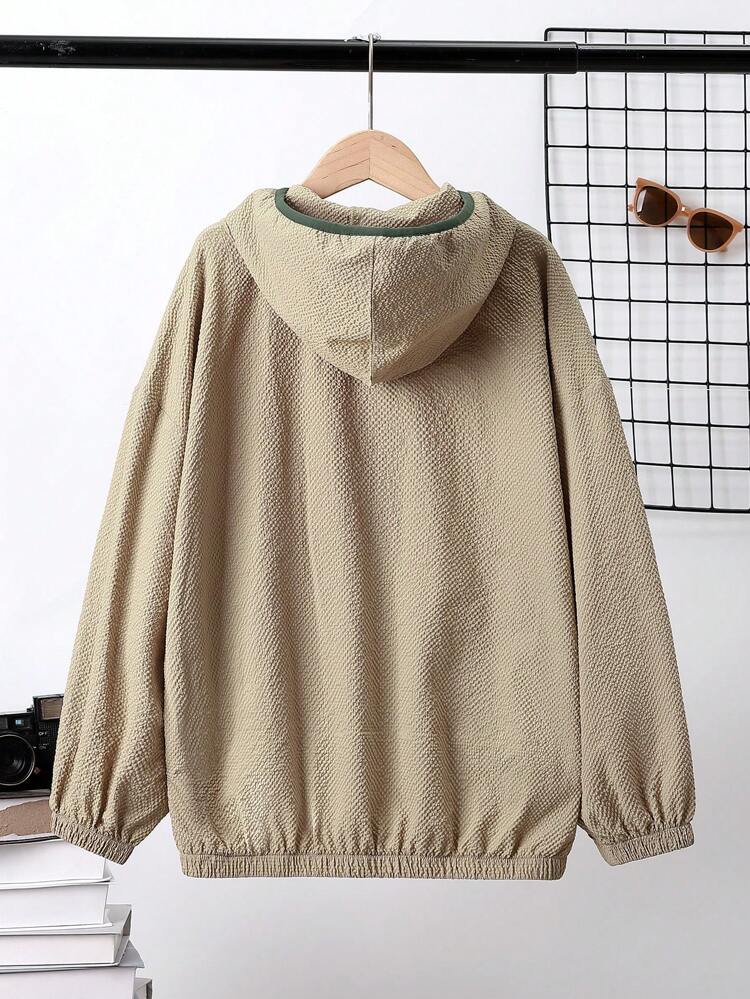 Boys' Casual Hooded Half-Zip Woven Lightweight Jacket For Youth