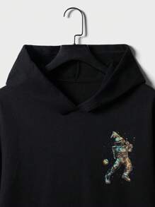 RueChic Men Astronaut Print Hoodie & Sweatpants - Black - View 8
