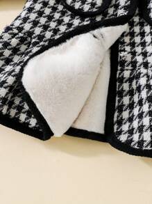 SHEIN Young Girl Houndstooth Print Contrast Binding Peplum Overcoat