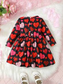 Baby Girl Heart Print Dress - Multicolor - View 2