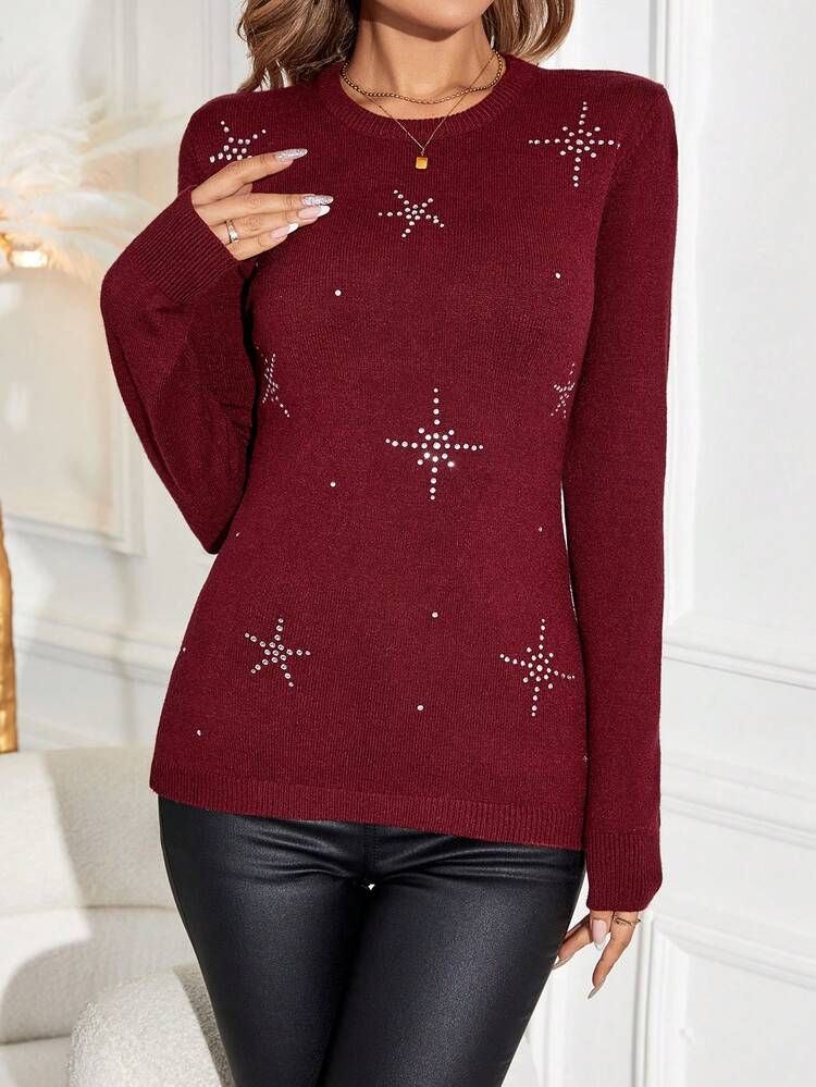 Rhinestone Detail Sweater
