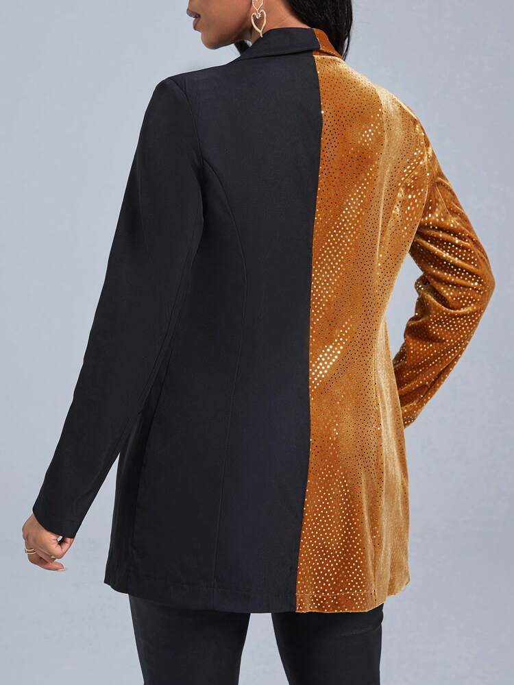 Color-Contrast Double-Breasted Blazer Fall Cloth For Women