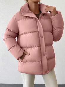 EURMUSE Women's Pink Padded Jacket - Pink - View 4