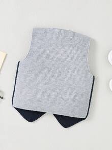 Em bé Con trai Single-breasted Áo vest Với Nơ thắt Và Mở Mặt trước Áo sơ mi - Xanh đậm - Xem 2