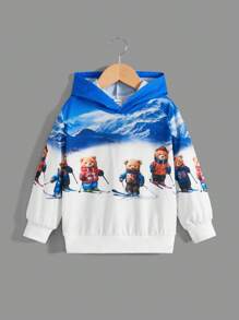 幼兒男孩山與熊印花連帽衫與褲子套裝 - 彩色 - 查看 4