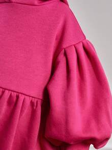 SHEIN Đứa bé gái Tay áo lồng đèn Đầm có mũ - Hồng - Xem 4