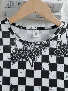 Tween Boys Checkerboard Pattern Two-Piece Loungewear Suit