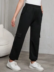 RueChic Teen Girls' Utility Pocket Sweatpants - Black - View 4