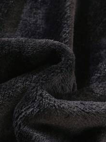 Traje Para Chicos De Franela Con Cuadrícula Bordada Con Letras - Negro - Ver 3