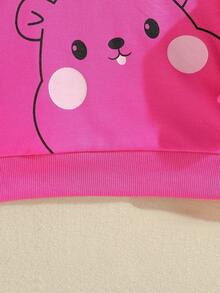 SHEIN Áo nỉ giữ nhiệt lót lông in hình hoạt hình bé gái - Màu Hồng Tươi - Xem 5