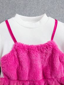 SHEIN Toddler Girls' Princess Style Casual Fashionable Sweet Elegant Versatile Dress - Multicolor - View 4