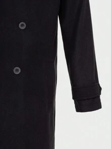 SHEIN Cottnline Men Double Breasted Overcoat - Black - View 4