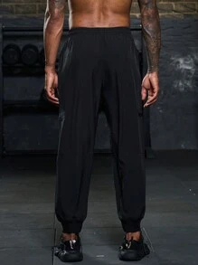 Manfinity Sport Corelite Men Letter Graphic Drawstring Waist Sports Pants - Grey - View 2