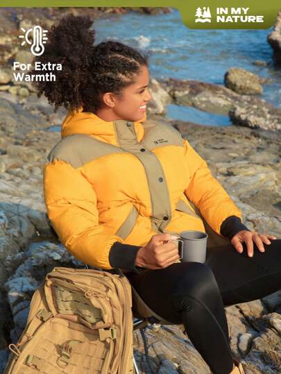 In My Nature Colorblock Hooded Padded Coat