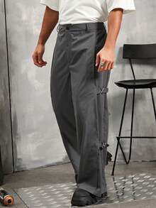 Manfinity EMRG 鬆身男士褲款,帶鐵扣細節 - 黑色 - 查看 5