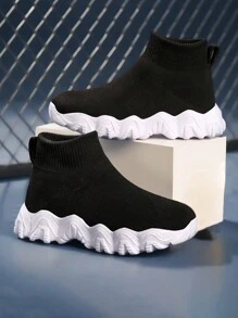 兒童素色高幫運動鞋適用於街頭服飾 - 黑色 - 查看 2