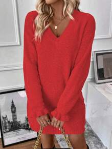 SHEIN LUNE Vestido Suéter De Manga Larga