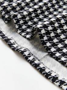 SHEIN Unity Houndstooth Print Flare Skirt - Black and White - View 3