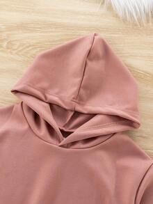 小女童連帽衛衣,格子長褲和背心入組套套裝 - 藕粉色 - 查看 6