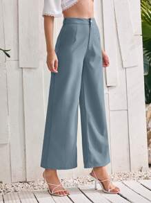 Modelyn Solid Wide Leg Pants - Blue - View 3