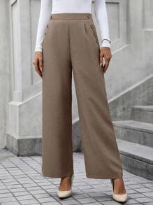SHEIN Clasi Cao eo Quần ống rộng - Cà phê nâu - Xem 6