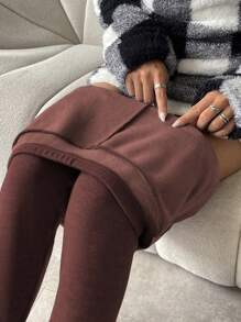 SHEIN Essnce 女士宽腰带保暖内衬紧身裤