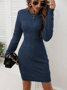 SHEIN Clasi Vestido Suéter De Punto De Cable Para Mujer